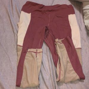 Color block mesh active leggings